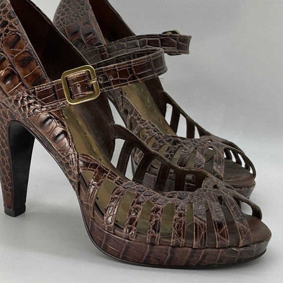 BCB GIRLS Brown Leather, Snake Print High Heels  6M - Picture 9 of 9